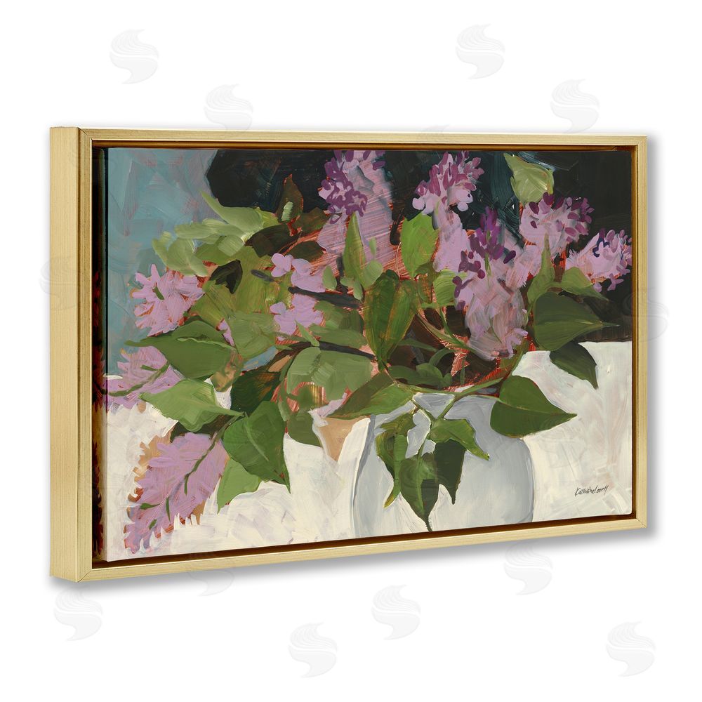 Katherine Lovell June Lilacs Bouquet Gold Floating Frame Canvas Wall Art Print