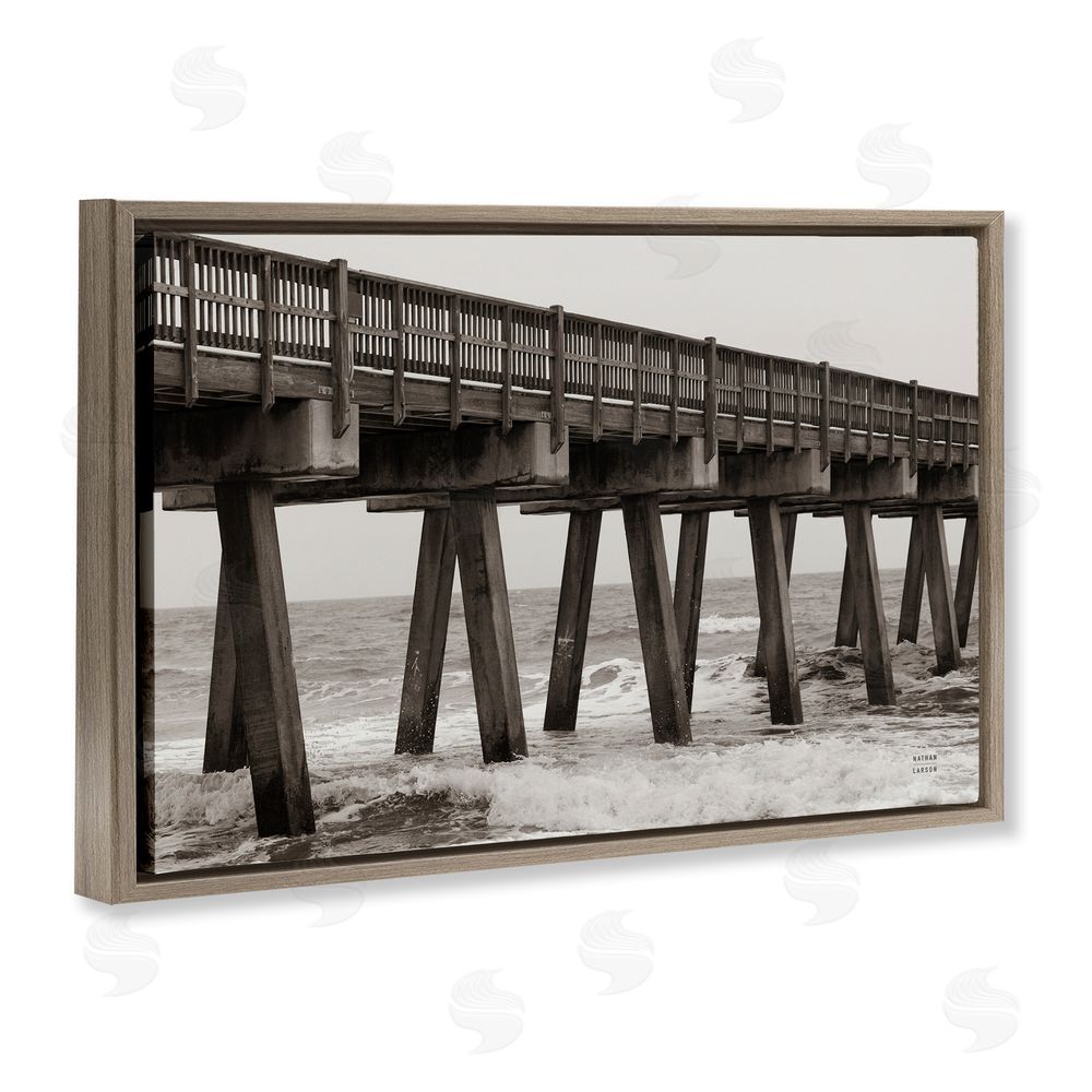 Nathan Larson Pier Angles Structure Brown Floating Frame Canvas Wall Art Print