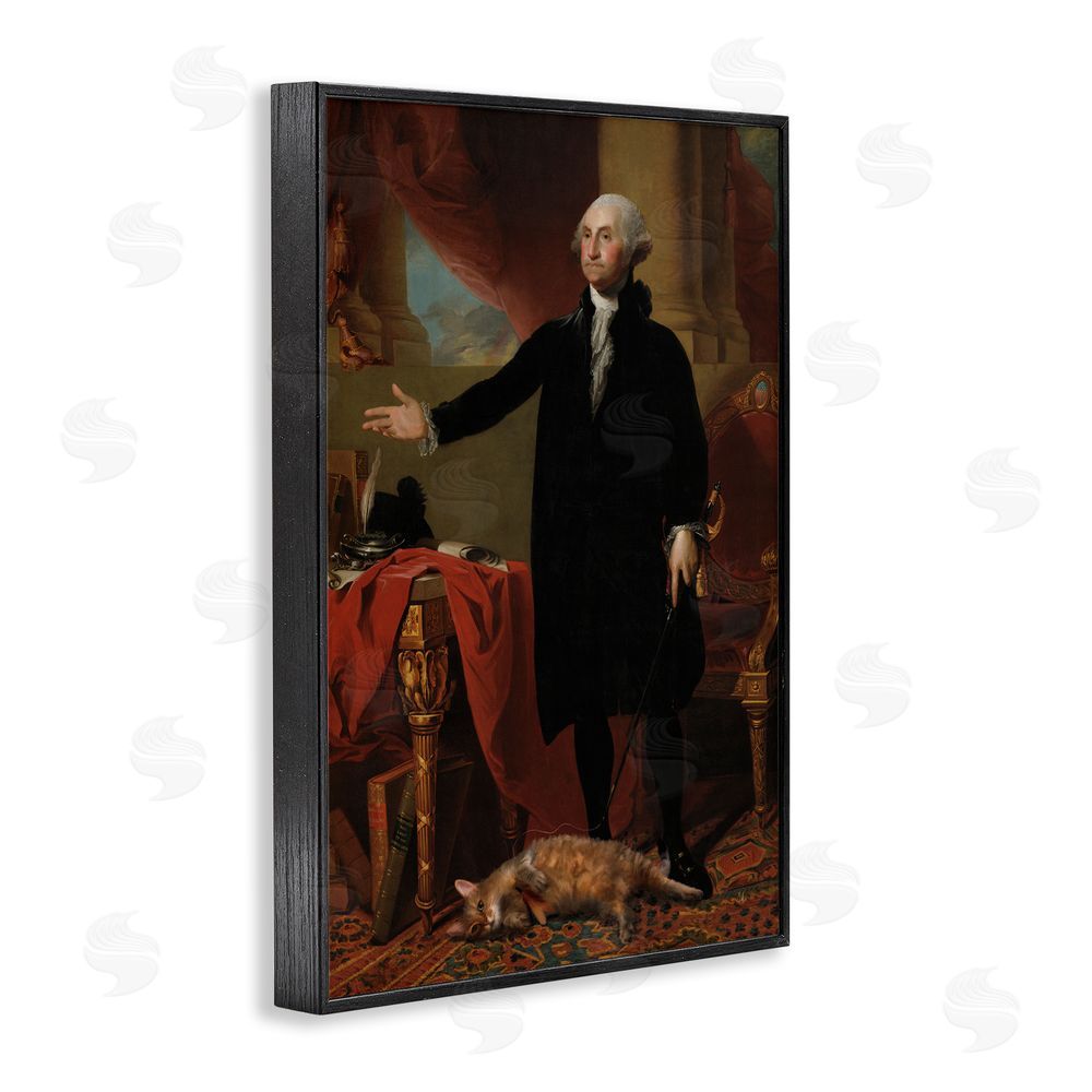 Sarah Adams Purrsuit Of Liberty Historical Cat Black Framed Giclee Wall Art Print