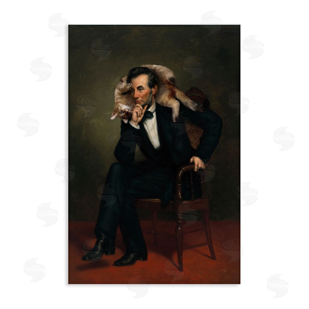 Sarah Adams Cat & Historical Leader Stretched Canvas Wall Art