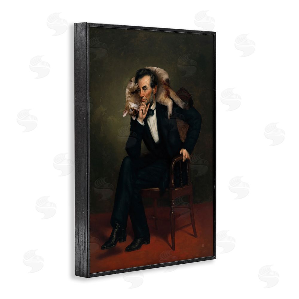 Sarah Adams Cat & Historical Leader Black Framed Giclee Wall Art Print