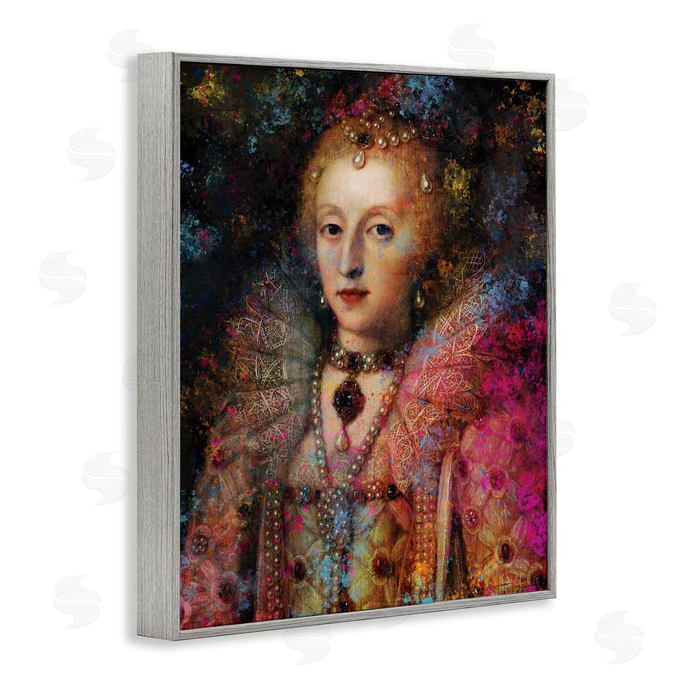 Sarah Adams Dappled Royalty Renaissance Portrait Gray Framed Giclee Wall Art Print