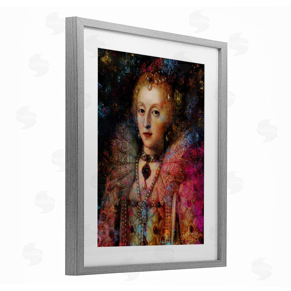 Sarah Adams Dappled Royalty Renaissance Portrait Gray Framed Print Under Glass Wall Art