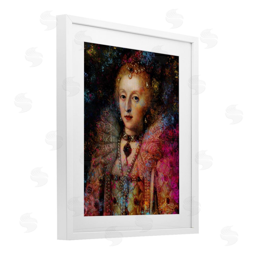 Sarah Adams Dappled Royalty Renaissance Portrait White Framed Print Under Glass Wall Art