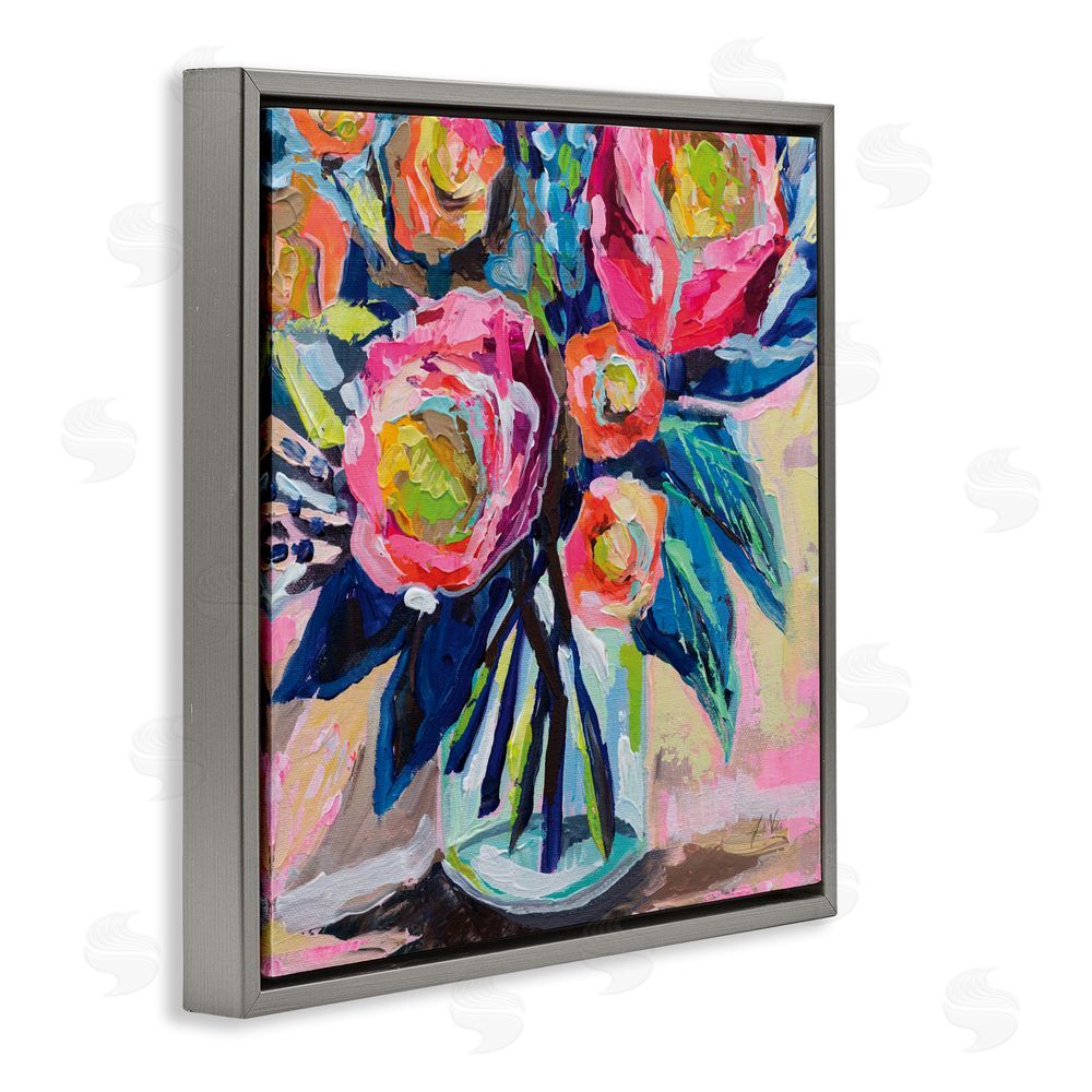 Jeanette Vertentes Because You Love Me Gray Floating Frame Canvas Wall Art Print