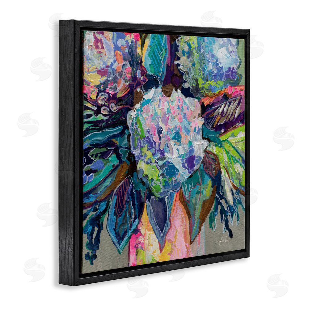 Jeanette Vertentes Love That Gives Bouquet Black Floating Frame Canvas Wall Art Print