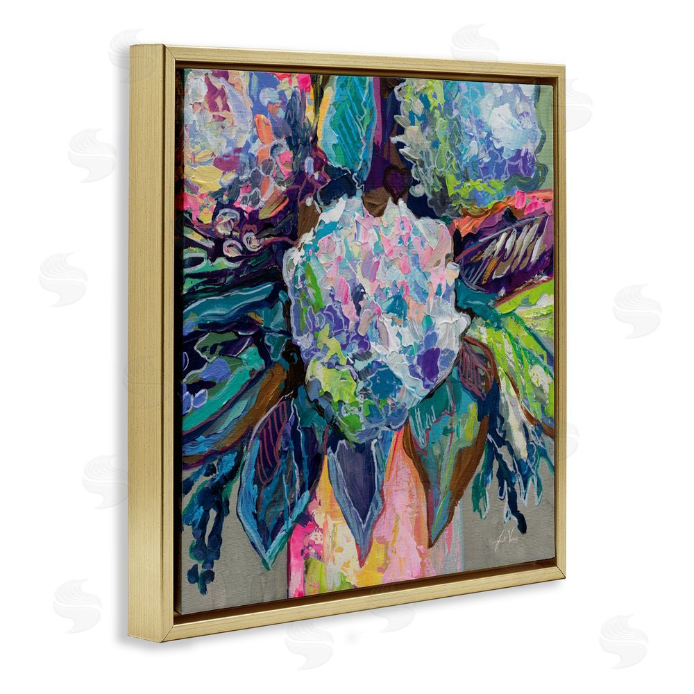 Jeanette Vertentes Love That Gives Bouquet Gold Floating Frame Canvas Wall Art Print