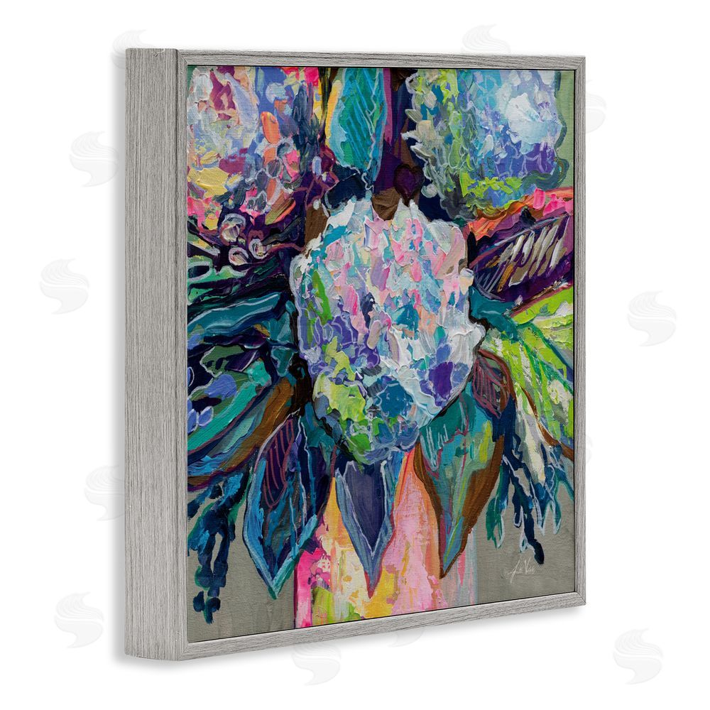 Jeanette Vertentes Love That Gives Bouquet Gray Framed Giclee Wall Art Print
