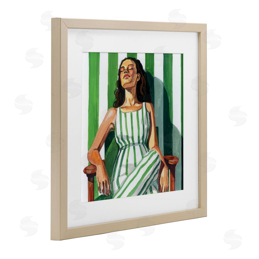 Kate Jarvik Birch Relaxing In A Striped Dress Birch Framed Print Under Glass Wall Art
