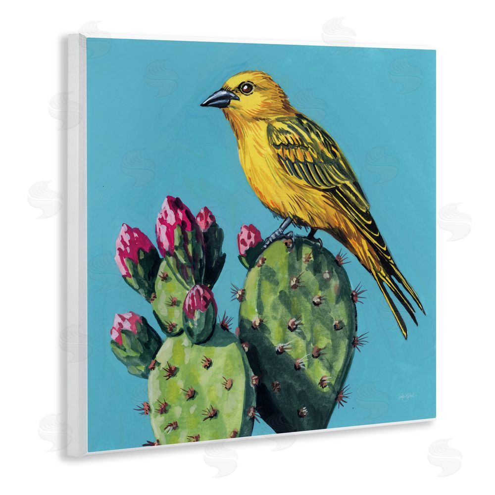 Kate Jarvik Birch Yellow Bird on Cacti Bloom Wall Plaque Art Print