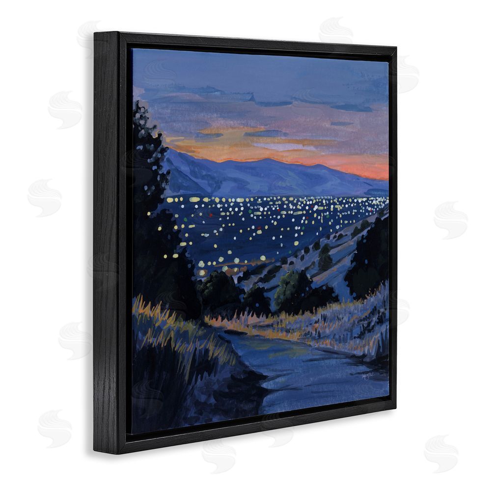 Kate Jarvik Birch Desert City Lights At Dusk Black Floating Frame Canvas Wall Art Print