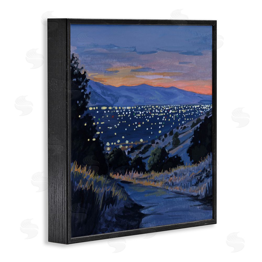 Kate Jarvik Birch Desert City Lights At Dusk Black Framed Giclee Wall Art Print