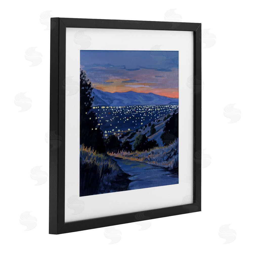 Kate Jarvik Birch Desert City Lights At Dusk Black Framed Print Under Glass Wall Art