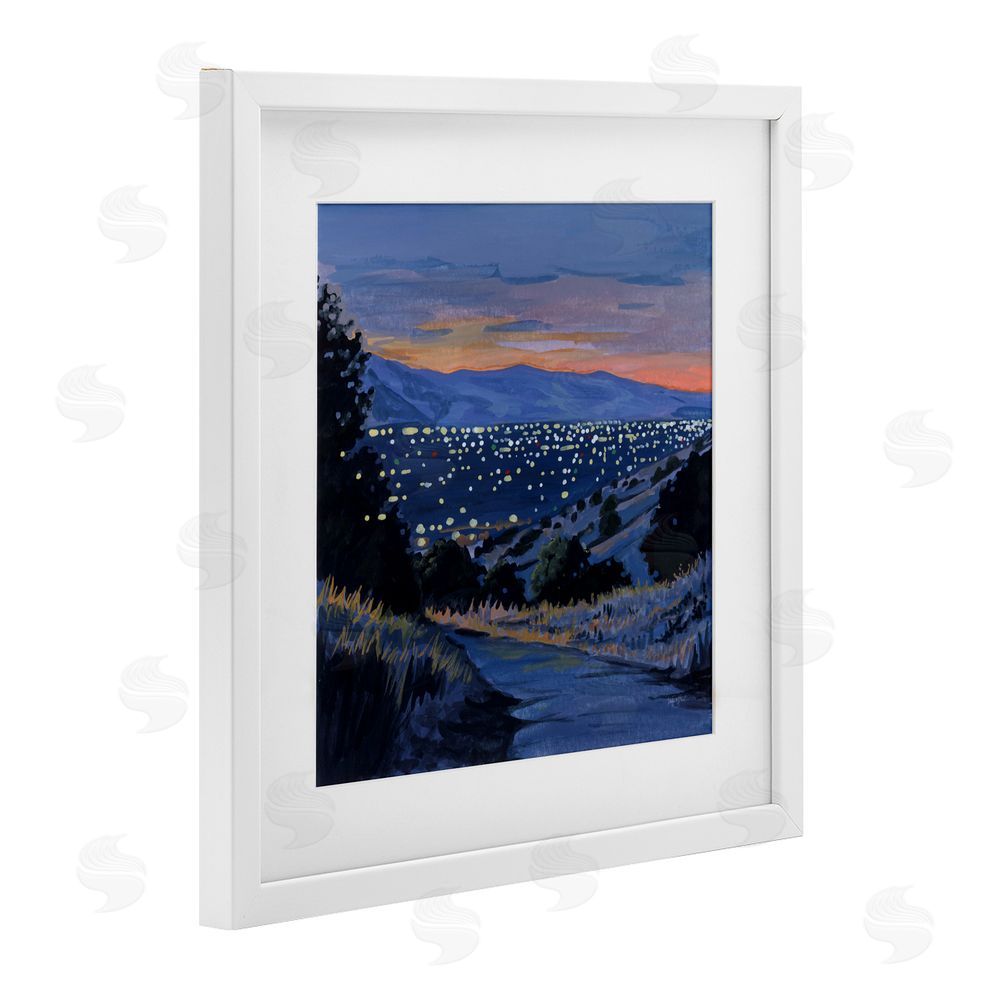 Kate Jarvik Birch Desert City Lights At Dusk White Framed Print Under Glass Wall Art