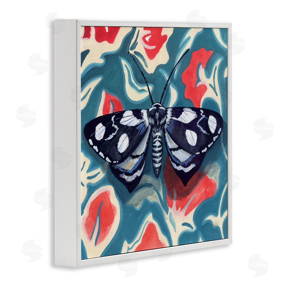 Kate Jarvik Birch Symmetrical Moth On Beautiful Flowers White Framed Giclee Wall Art Print