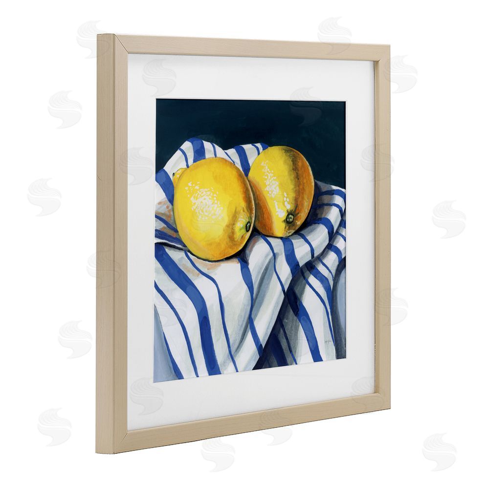 Kate Jarvik Birch Fresh Kitchen Lemons on Dishtowel Birch Framed Print Under Glass Wall Art