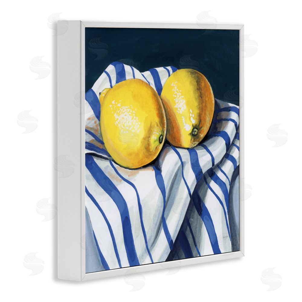Kate Jarvik Birch Fresh Kitchen Lemons on Dishtowel White Framed Giclee Wall Art Print