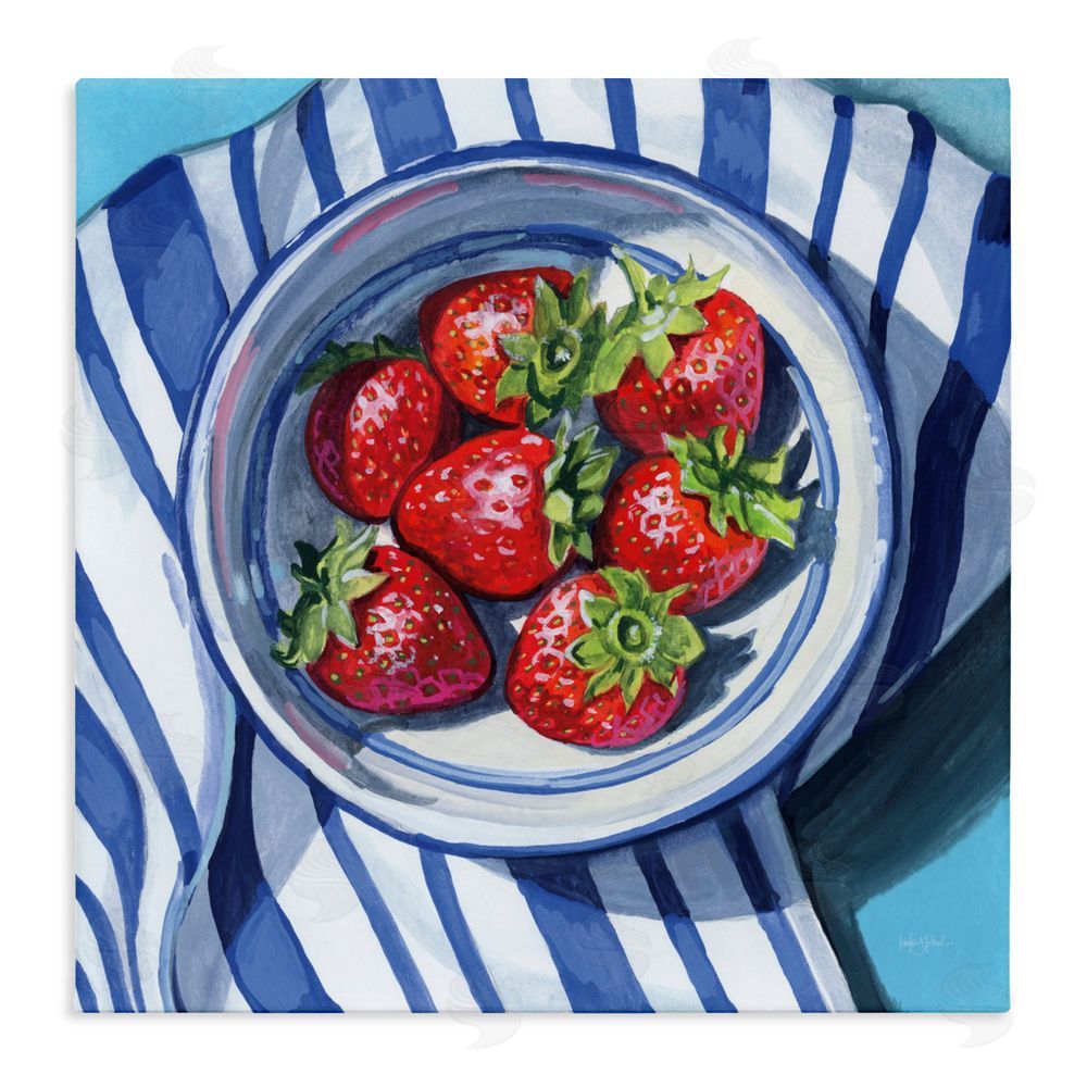 Kate Jarvik Birch Fresh Picked Kitchen Strawberries Stretched Canvas Wall Art Print