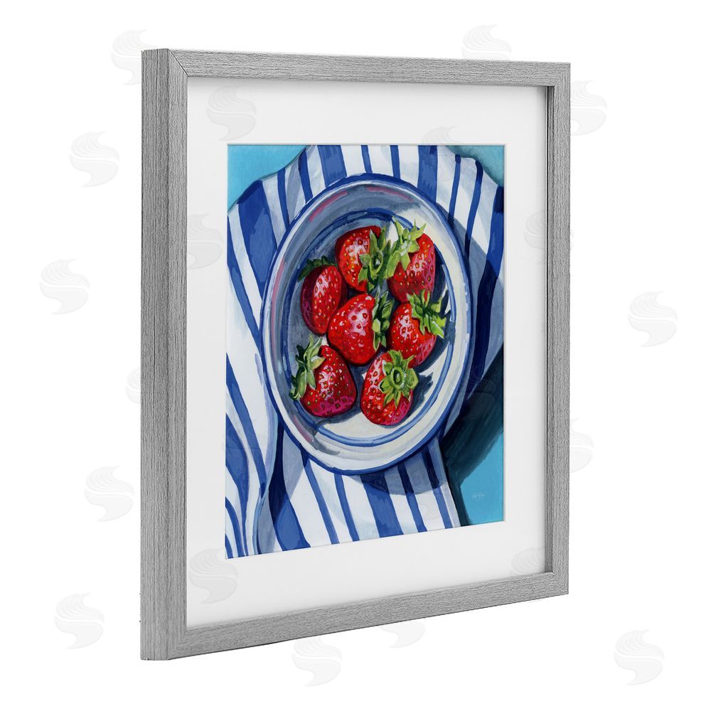 Kate Jarvik Birch Fresh Picked Kitchen Strawberries Gray Framed Print Under Glass Wall Art