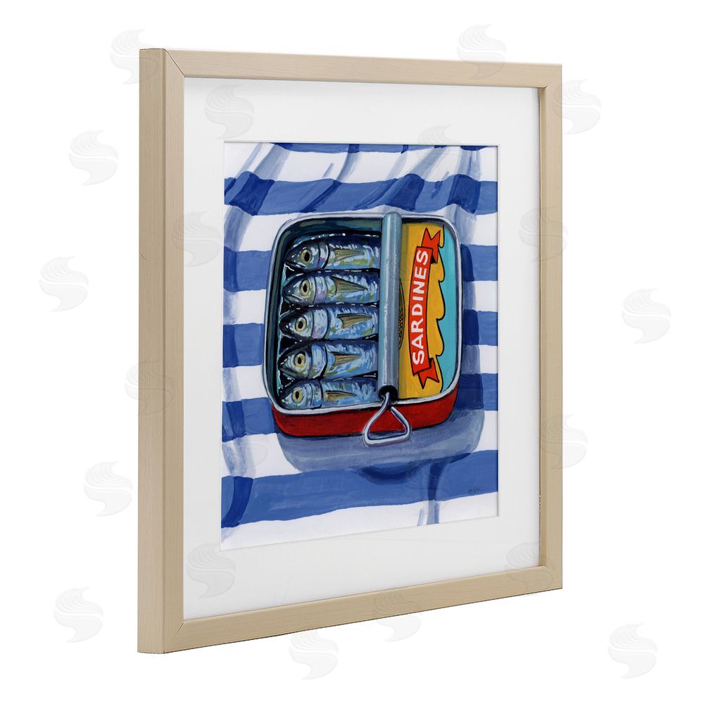 Kate Jarvik Birch Sardines On Striped Cloth Birch Framed Print Under Glass Wall Art