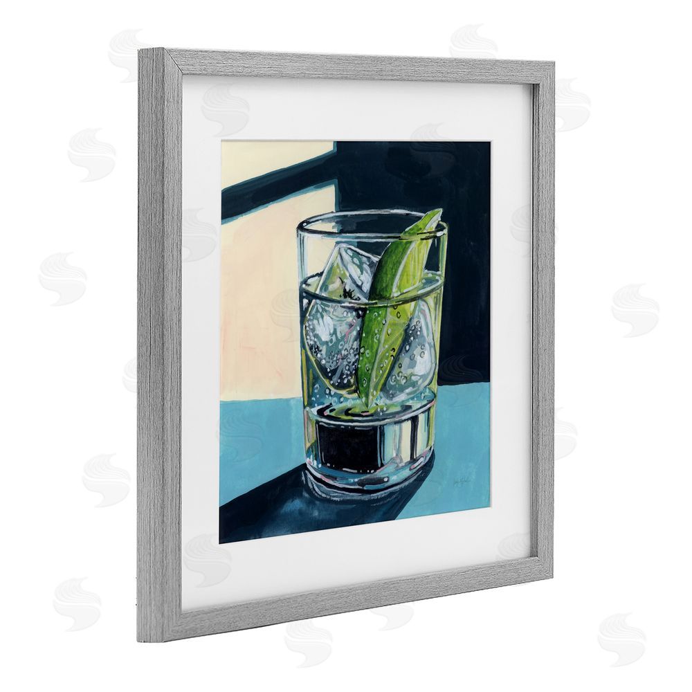 Kate Jarvik Birch Strong Gin and Tonic Gray Framed Print Under Glass Wall Art