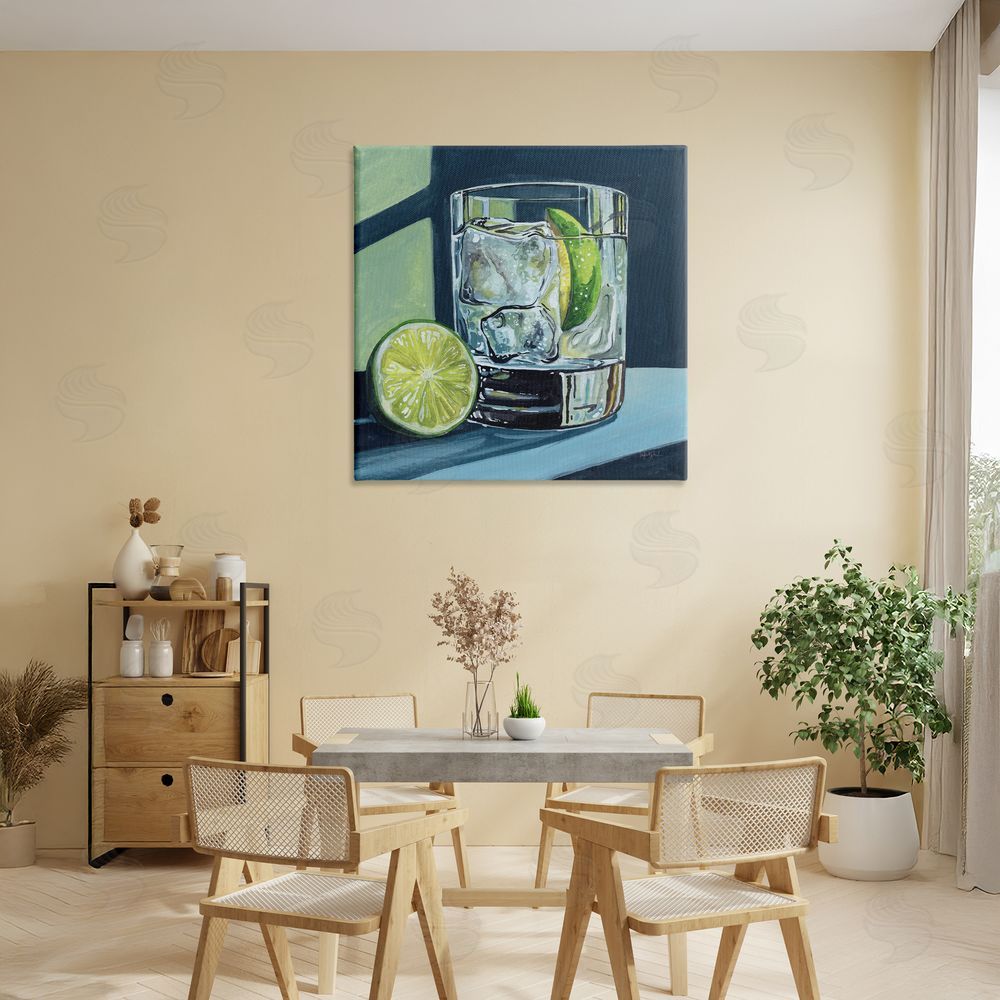 Kate Jarvik Birch Lime & Gin Tonic Cocktail Canvas Wall Art Print in Room