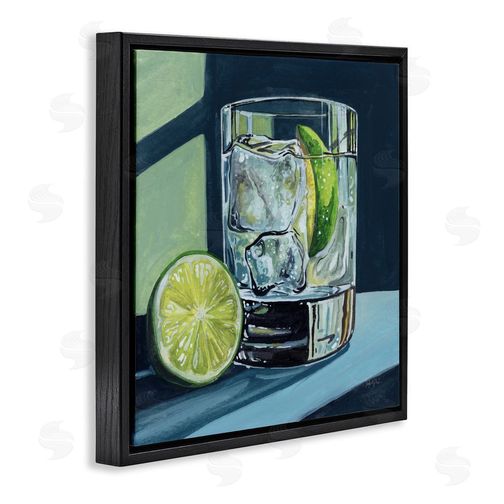 Kate Jarvik Birch Lime & Gin Tonic Cocktail Black Floating Frame Canvas Wall Art Print