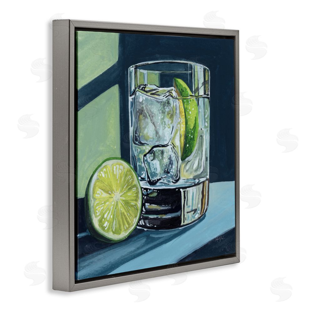 Kate Jarvik Birch Lime & Gin Tonic Cocktail Gray Floating Frame Canvas Wall Art Print