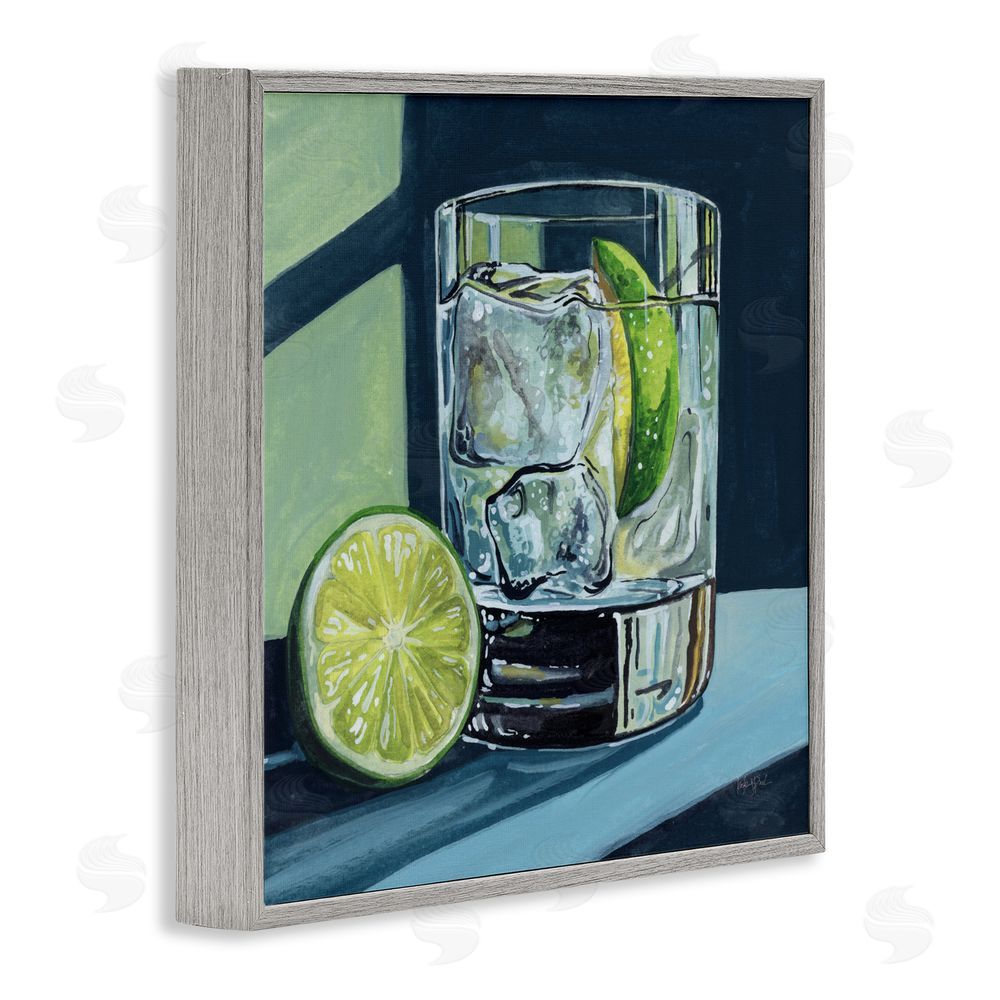 Kate Jarvik Birch Lime & Gin Tonic Cocktail Gray Framed Giclee Wall Art Print