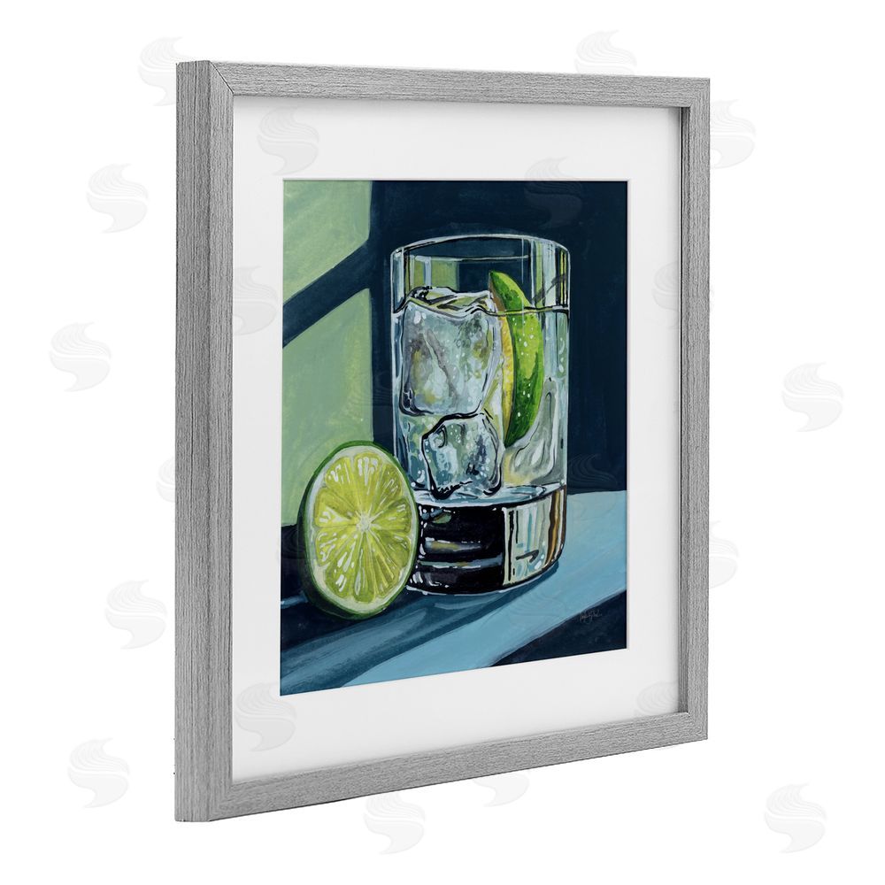 Kate Jarvik Birch Lime & Gin Tonic Cocktail Gray Framed Print Under Glass Wall Art