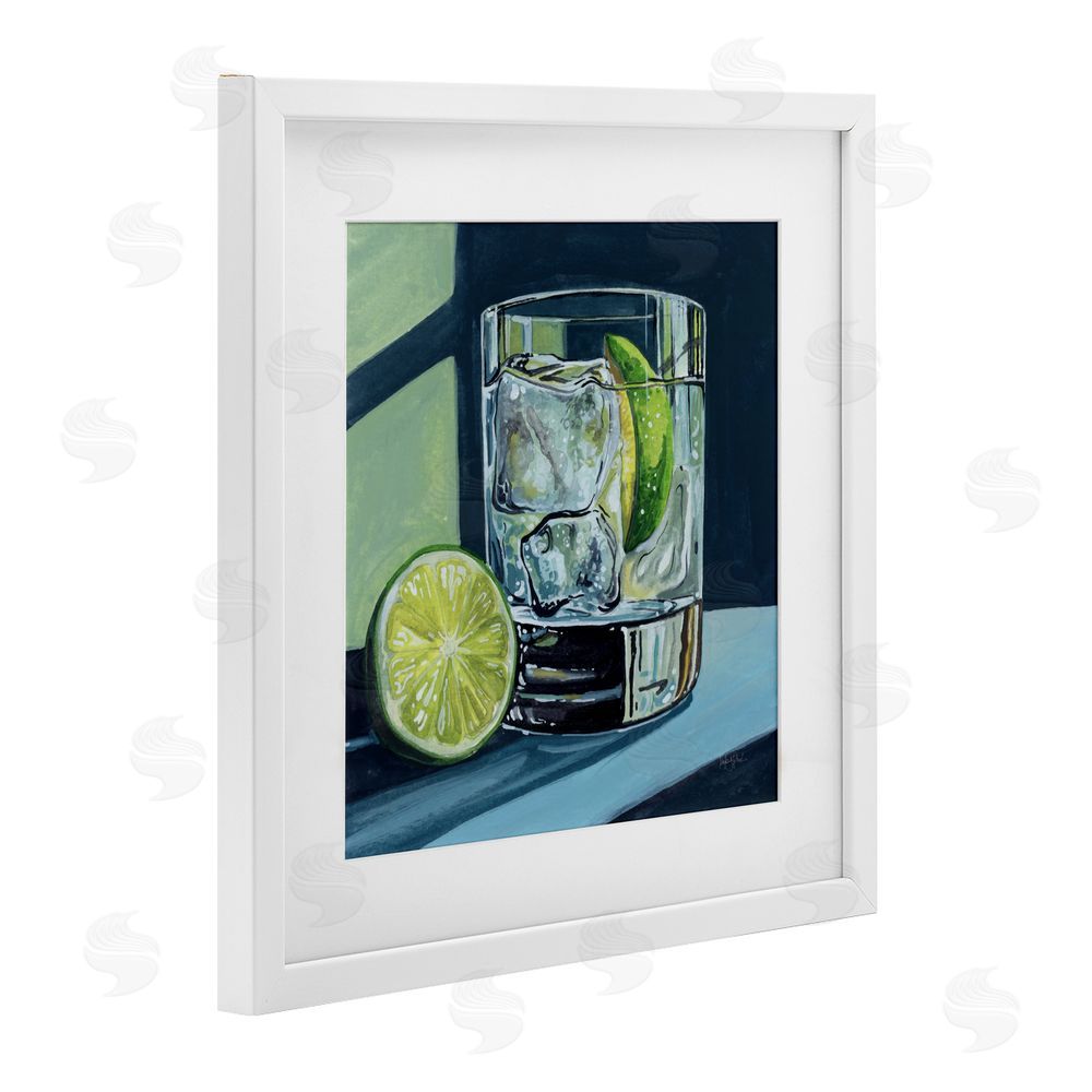 Kate Jarvik Birch Lime & Gin Tonic Cocktail White Framed Print Under Glass Wall Art