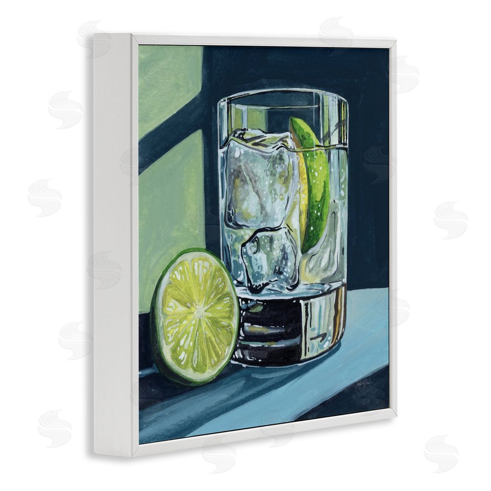 Kate Jarvik Birch Lime & Gin Tonic Cocktail White Framed Giclee Wall Art Print