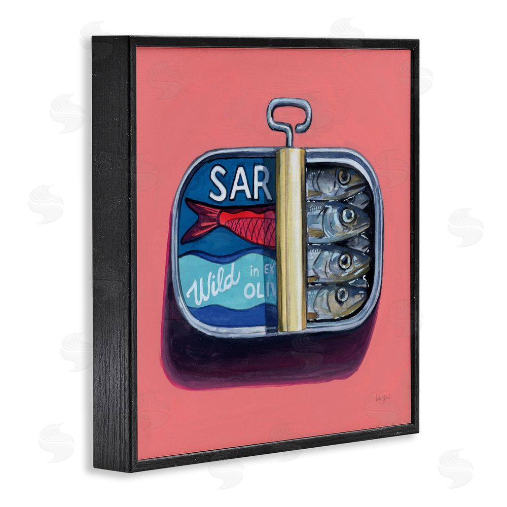Kate Jarvik Birch Wild Sardines on Pink Black Framed Giclee Wall Art Print
