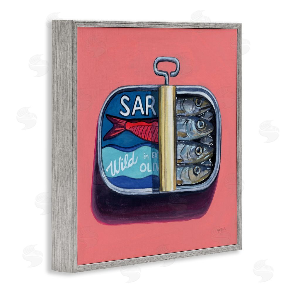 Kate Jarvik Birch Wild Sardines on Pink Gray Framed Giclee Wall Art Print