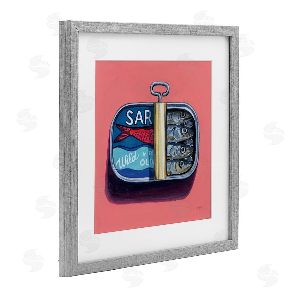 Kate Jarvik Birch Wild Sardines on Pink Gray Framed Print Under Glass Wall Art