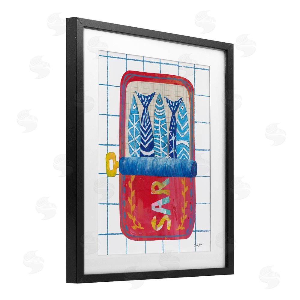 Courtney Prahl Silly Sardines Red Tin Black Framed Print Under Glass Wall Art