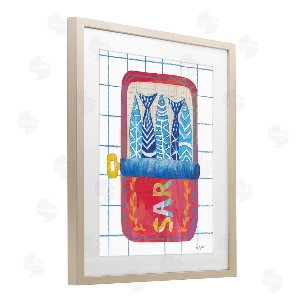 Courtney Prahl Silly Sardines Red Tin Birch Framed Print Under Glass Wall Art