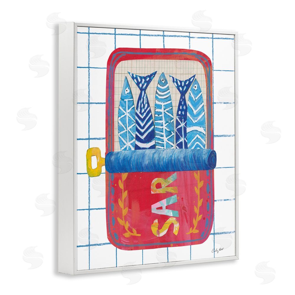 Courtney Prahl Silly Sardines Red Tin White Framed Giclee Wall Art Print