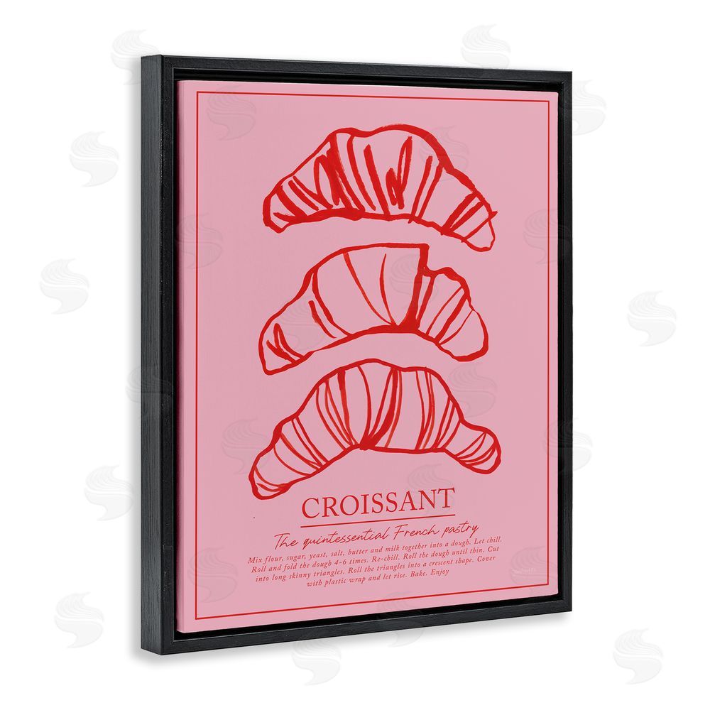 Jenaya Jackson Croissant Breakfast Pastry Black Floating Frame Canvas Wall Art Print