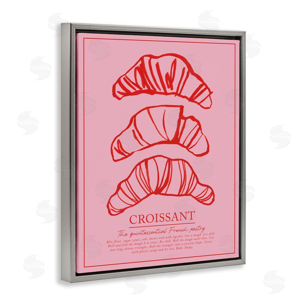 Jenaya Jackson Croissant Breakfast Pastry Gray Floating Frame Canvas Wall Art Print