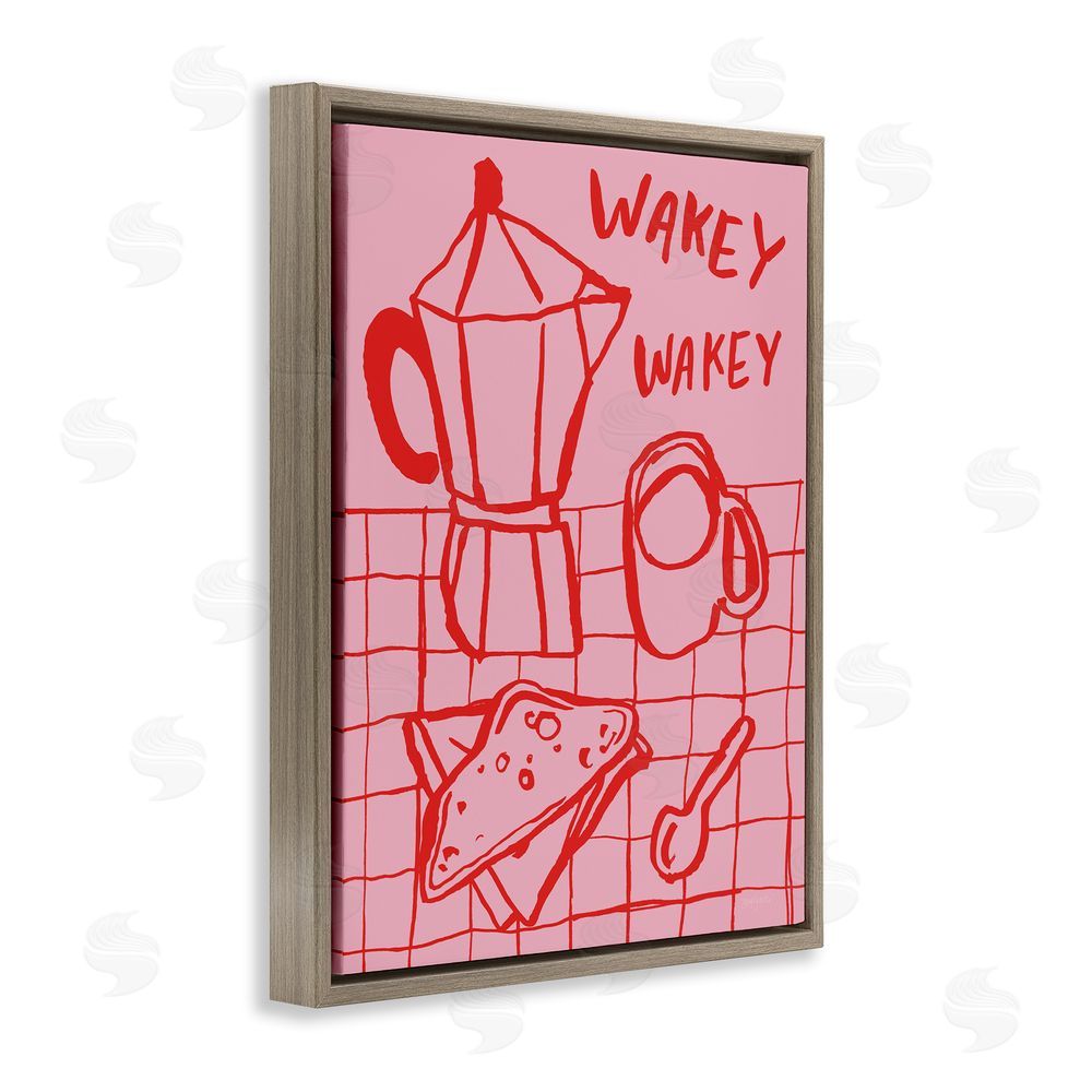 Jenaya Jackson Wakey Breakfast Doodles Brown Floating Frame Canvas Wall Art Print