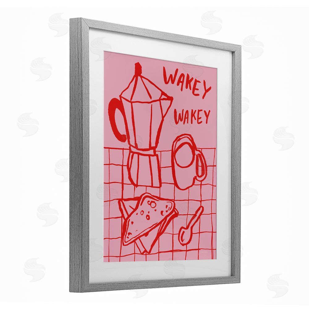 Jenaya Jackson Wakey Breakfast Doodles Gray Framed Print Under Glass Wall Art