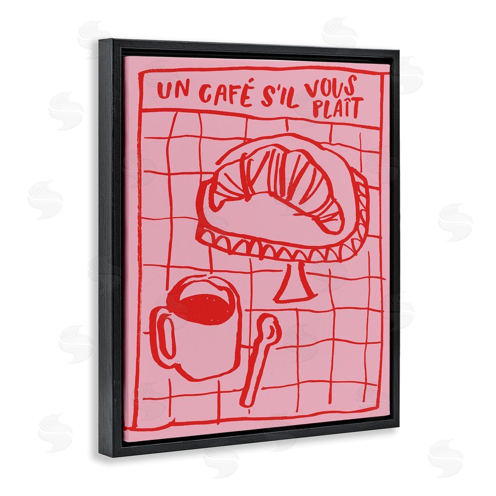 Jenaya Jackson Cafe Brunch Doodles Black Floating Frame Canvas Wall Art Print