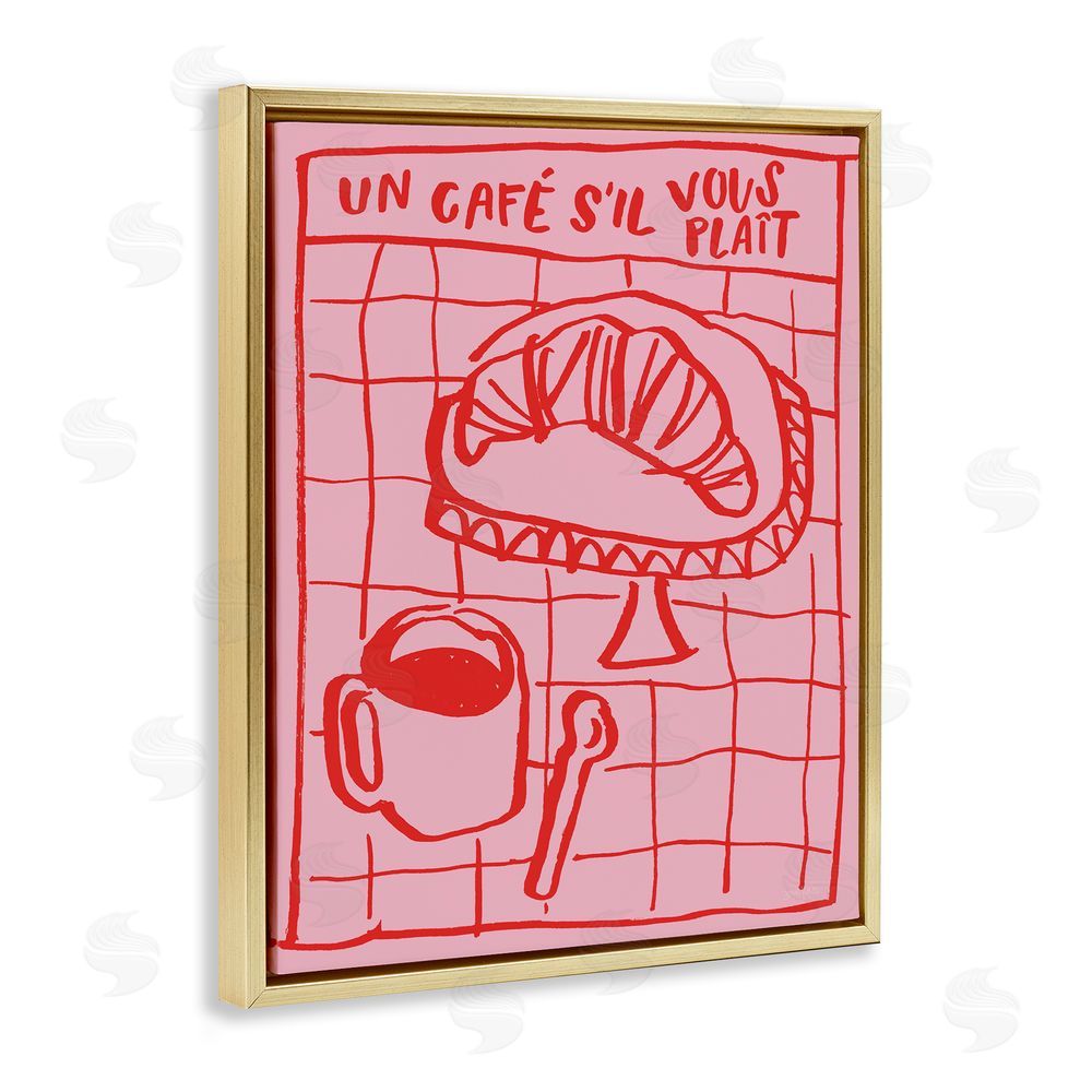 Jenaya Jackson Cafe Brunch Doodles Gold Floating Frame Canvas Wall Art Print