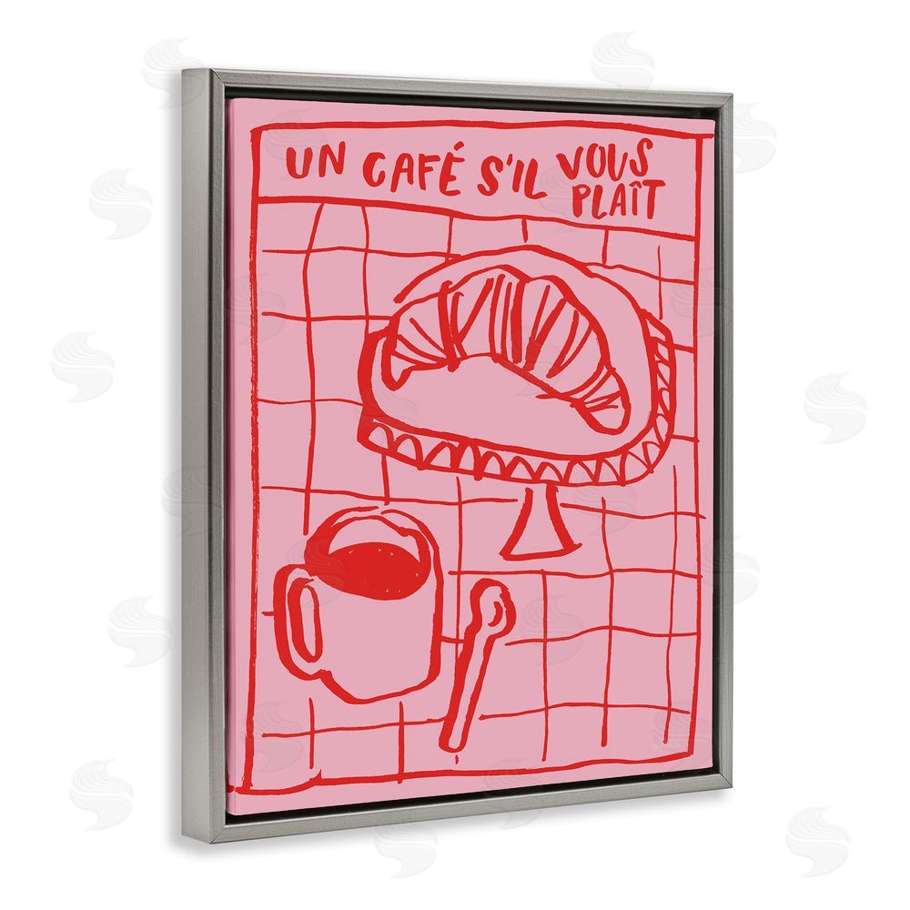 Jenaya Jackson Cafe Brunch Doodles Gray Floating Frame Canvas Wall Art Print
