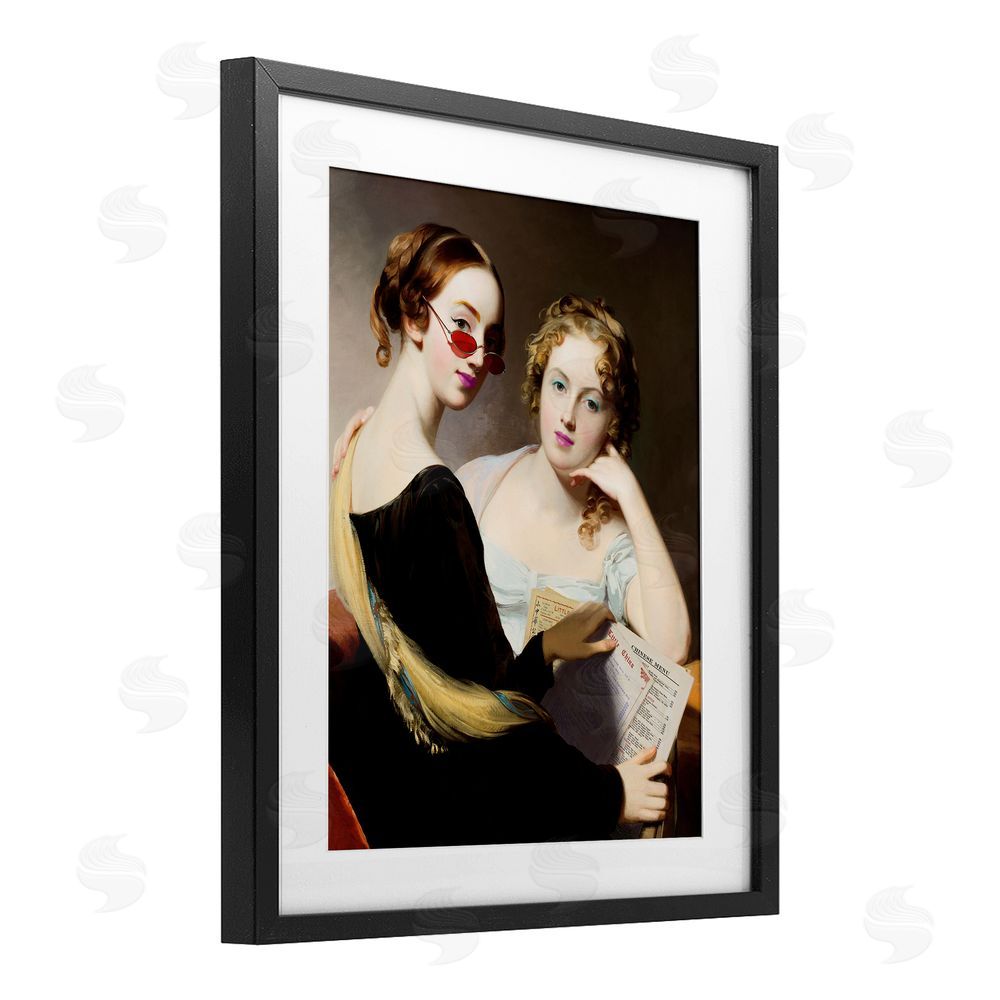 Wild Apple Portfolio Vintage Ladies Ordering Takeout Black Framed Print Under Glass Wall Art