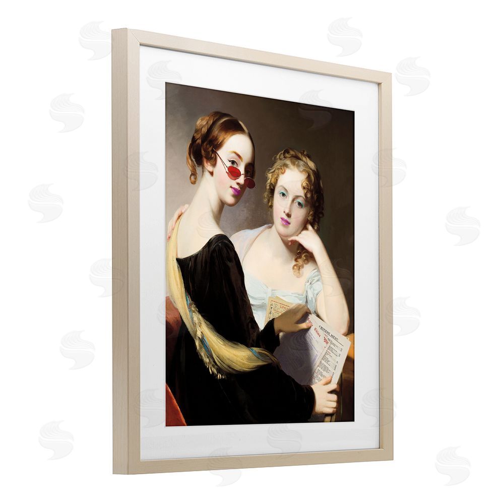 Wild Apple Portfolio Vintage Ladies Ordering Takeout Birch Framed Print Under Glass Wall Art
