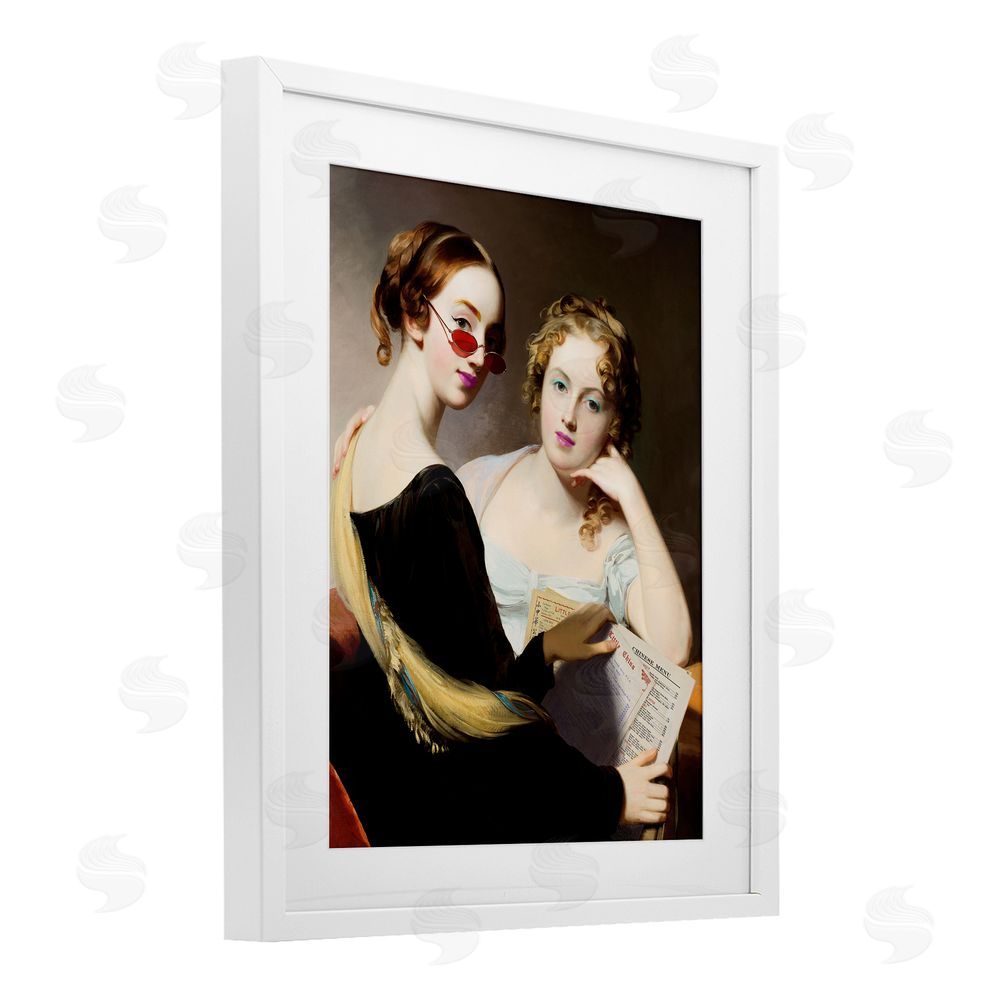 Wild Apple Portfolio Vintage Ladies Ordering Takeout White Framed Print Under Glass Wall Art