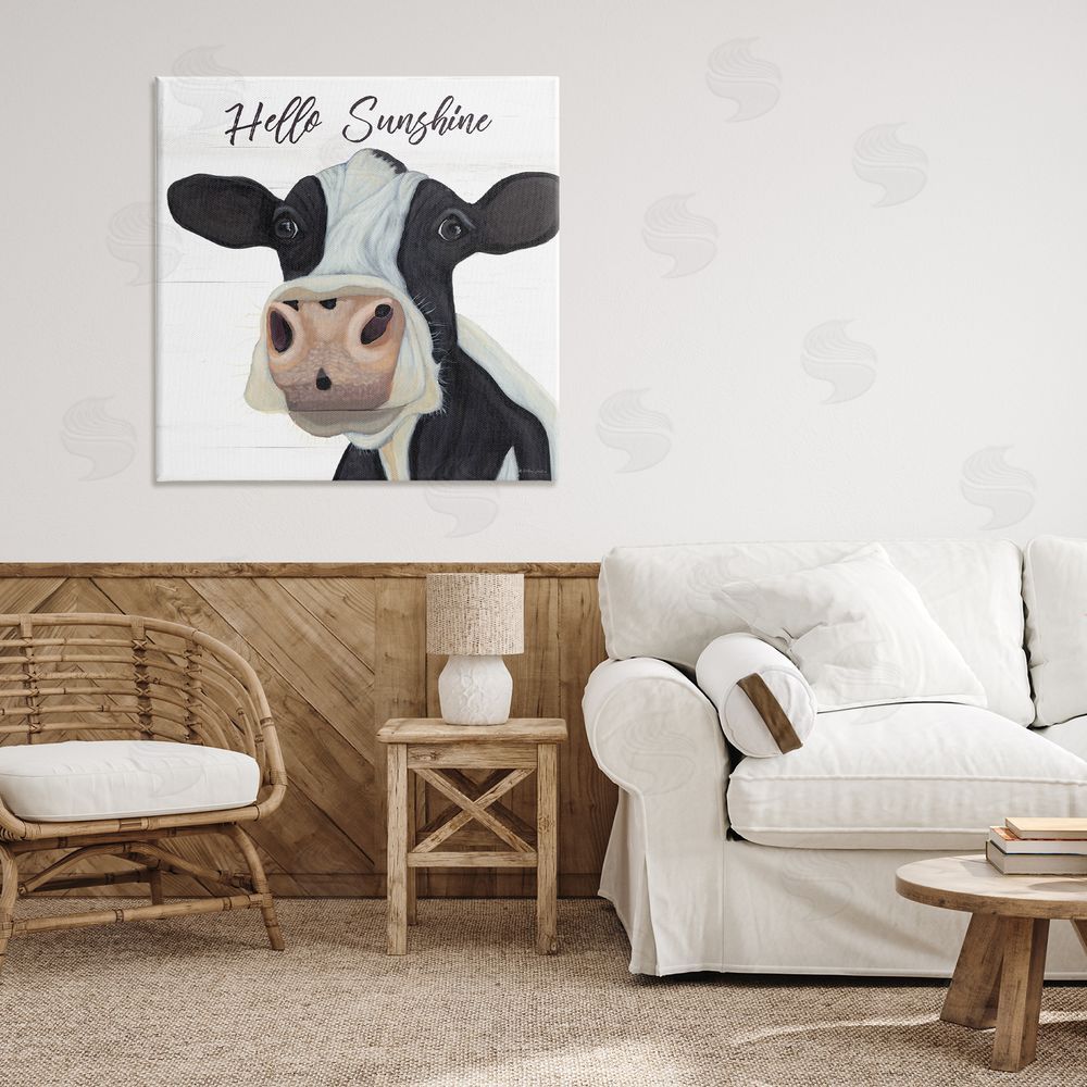 Ashley Justice Hello Sunshine Country Cow Canvas Wall Art Print in Room