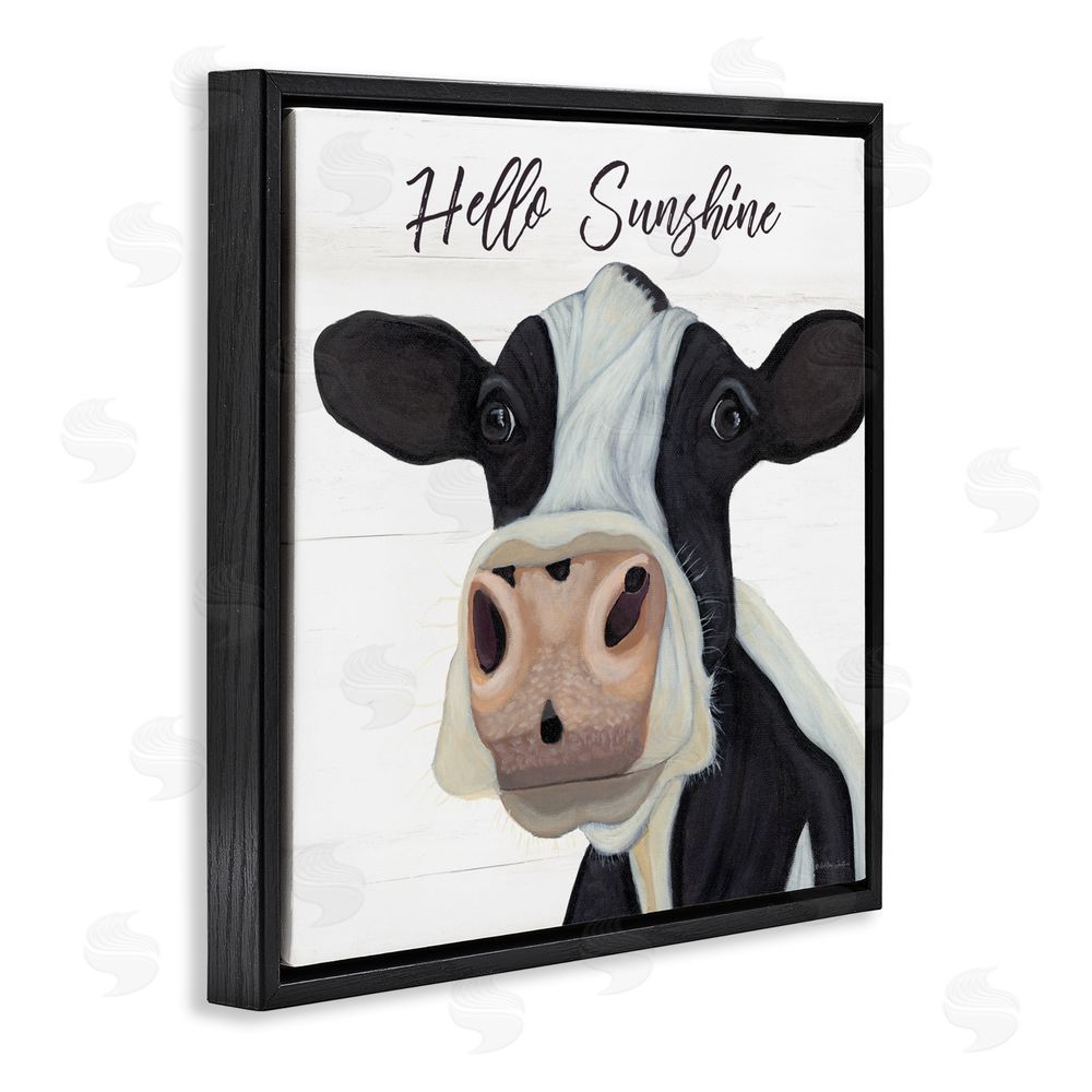 Ashley Justice Hello Sunshine Country Cow Black Floating Frame Canvas Wall Art Print